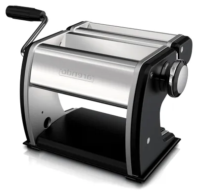Produktbild von Nudelmaschine Pasta Maker – Edelstahl – Nudelpresse – 7 einstellbare Stärken - manuell - Duplexvorsatz für Tagliolini Spaghetti Fettuccine Tagliatelle 2mm und 6 mm - Schwarz Matt