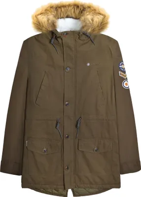 Zdjęcie produktu dla Lambretta - Kurtka parka męska LB178 (rozmiar XS) z podszewką z wełny sherpa (kolor khaki)