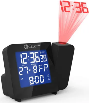 Produktbild von Miraval Funk-Projektionswecker Funkuhr Funkwecker Datumsanzeige Raumtemperatur Batterie Netzbetrieb Digital Reisewecker - 4-MV5992-2