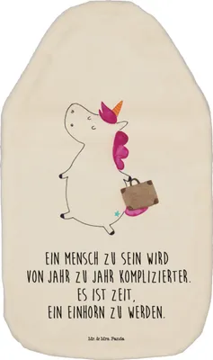Produktbild von Mr. & Mrs. Panda Wärmflasche Einhorn Koffer - Weiß - Geschenk, Reise, Spaß, Einhörner, naturkautschuk, Lustig, Flauschige, Unicorn, wärmebeutel, Wärmflaschen, Wärmekissen