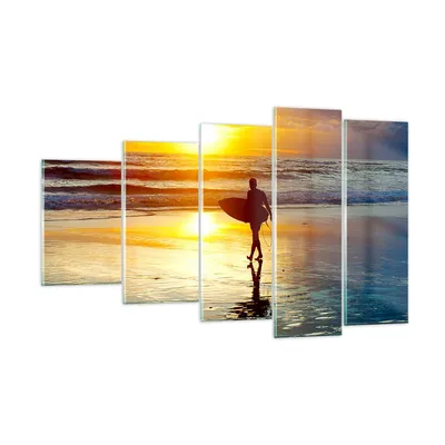 Produktbild von Bilder auf glas - Surfer sonnenuntergang ozean brett - 100x60cm - Glasbilder - Wandbilder - Kunstdruck - Wanddekoration aus Glas - Glas Bilder - Wandbild auf Glas - GEG100x60-2792