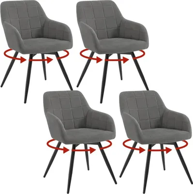 Produktbild von WOLTU Esszimmerstuhl, gepolstert, ergonomisch, drehbar, mit Metallbeinen, Samt : Dunkelgrau 4 Farbe: Dunkelgrau Stückzahl: 4