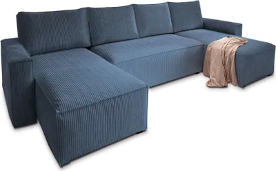 Produktbild von Masseno Ecksofa ASPRA mit Schlaffunktion U-Form, Sofa mit Bettkasten, Wohnzimmersofa, Couch, Soffa, Bettsofa, Couchgarnitur- Blau, POSO 05