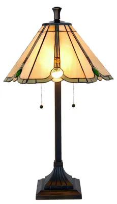 Productafbeelding van Clayre & Eef Tiffany tafellamp, diameter 40 cm, hoogte 67 cm, beige glas