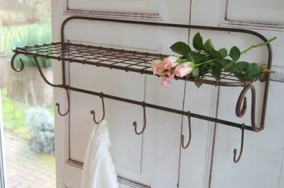 Produktbild von Landhaus Garderobe Hakenleiste Isabella in Shabby antique Chic aus Eisen, 65 cm