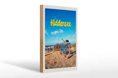 Produktbild von Holzschild Reise 20x30cm Hiddensee Fahrrad Strand Meer Urlaub