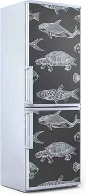 Produktbild von Magnete Dekorative - 70 cm x 190 cm - Küche - Magnetmatte Kühlschrankmagnete - Schwarzer Fisch Meeresfrüchte
