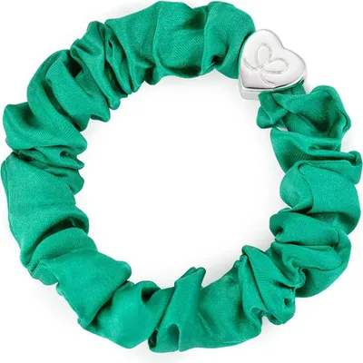 Produktbild von By Eloise London Silver Heart Silk Scrunchie Jungle Green