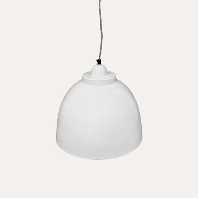 Image de KEYHOMESTORE | Lustre industriel en métal blanc brillant, diamètre 30 cm