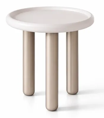 Image de Table d'appoint blanche, style moderne, structure en métal, plateau en métal, forme ronde, neuf