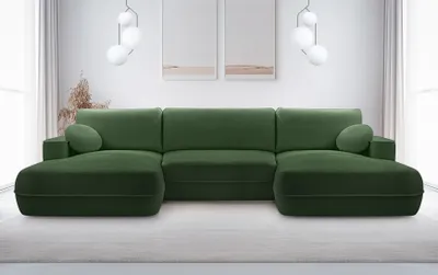 Produktbild von AX LIVING Ecksofa mit Schlaffunktion Grün Peoni 364 cm breit elegant