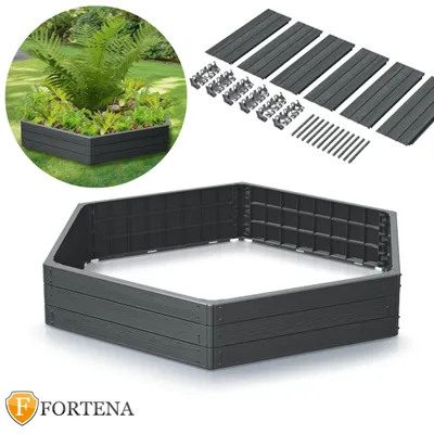 Produktbild von Gartenbeet Hochbeet Pflanzkasten Gemüsebeet Blumenkasten Gartenrabatte Kunstoff Sechseck Anthazit