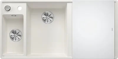 Imagen del producto de BLANCO AXIA III 6 S-F, SILGRANIT® PuraDur®, blanco, lavabo a la izquierda, con tabla de cortar de vidrio