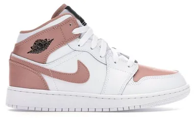 Image de Jordan 1 Mid, couleur Blanc Rose Gold (taille enfant/adolescent) - Pointure EU 38