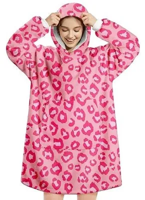 Zdjęcie produktu dla Koc oversize z kapturem sherpa polarowy ciepły dla kobiet
