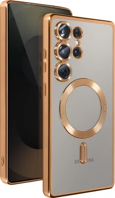 Obrázek produktu pro Avizar, silikonové pouzdro MagSafe pro Samsung S25 Ultra s chromovaným rámečkem, zlaté