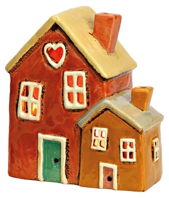 Productafbeelding van Lichthuis van aardewerk, Kleurrijk (B/H/D) 14x15x8cm