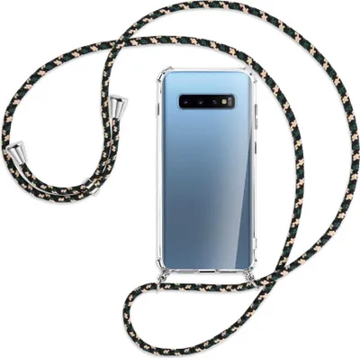 Produktbild von Handykette Backcover-Schutzhülle mit Band (Metall silberfarben) für Samsung Galaxy S10+ / S10 Plus - camouflage