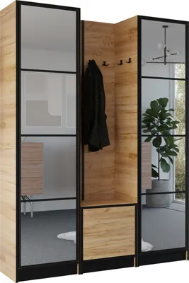Image de KIER FURNITURE Armoire EDEN, armoire de chambre, penderie, armoire d'entrée, chêne Craft, 159,6 x 205 x 39 cm