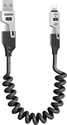 Produktbild von Dudao 4in1 Spiral-Kabel USB zu Lightning USB-C 65W
