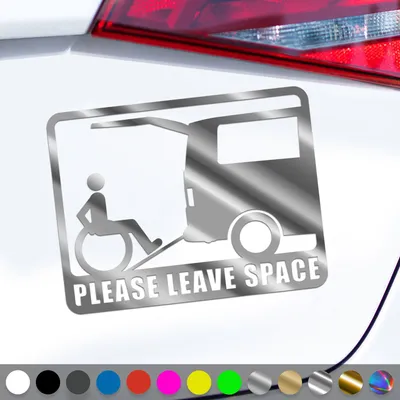Produktbild von PantherPixel Rollstuhl Aufkleber Rampe Behindert Abstand Halten Sticker Auto Geschenkidee Farbe Chrom-Silber