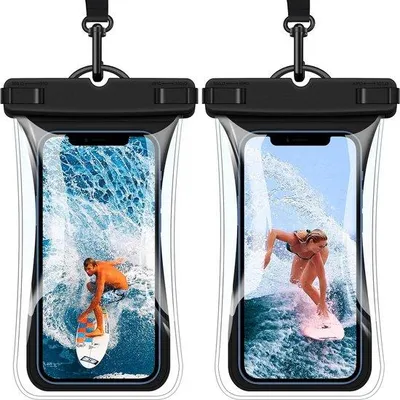 Produktbild von Famanu Wasserdichte Telefonhülle 2er-Pack IPX8 schwimmend - Schwarz