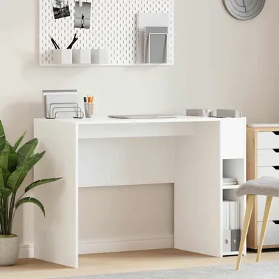 Image de Maison Exclusive - Bureau blanc 109 x 50 x 78 cm Matériau dérivé du bois