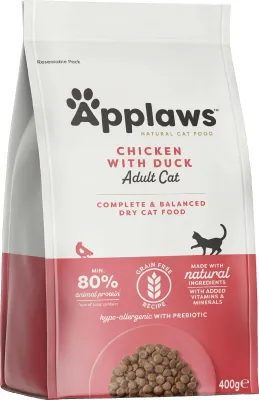 Immagine prodotto di Cibo secco per gatti adulti APPLAWS con pollo e anatra - 400 g