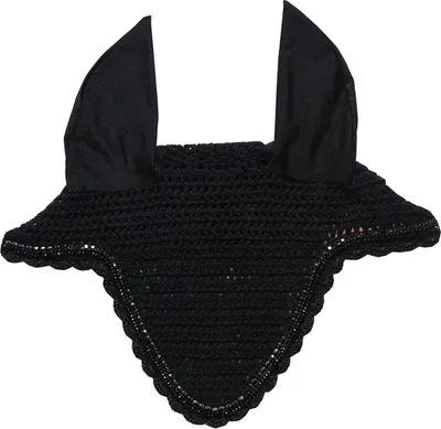 Produktbild von Kentucky Horsewear Fliegenmütze Lang Stone & Pearl Fliegenhaube Schwarz Full