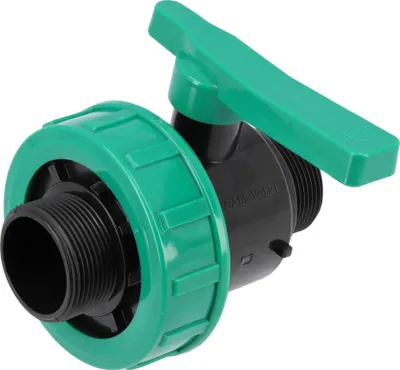 Zdjęcie produktu dla Zawór kulowy 1 1/2" x 1 1/2" z polipropylenu, gwint zewnętrzny