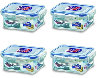 Image de Boîte de conservation rectangulaire - Étanche - 180 ml - Lot de 4 - Transparent