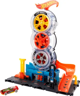 Produktbild von Hot Wheels City Super Reifenshop Spielset, Geschenk für Kinder von 4 bis 8 Jahren