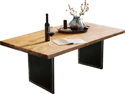 Produktbild von SIT Möbel Esstisch mit Teakholz-Platte 50 mm | natur | Metallgestell schwarz | B 220 x T 100 x H 77 cm | 16078-11 | Serie TOPS & TABLES