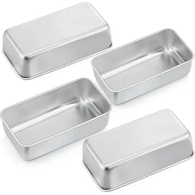 Produktbild von Kastenform 4er Set Edelstahl Brotbackform Toastbrot Königskuchenform 23x12x6cm