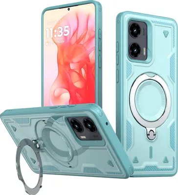 Immagine prodotto di Custodia a doppio strato per Motorola Moto G Stylus 5G (2024), custodia protettiva magnetica con anello e supporto Verde menta