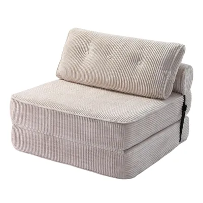 Produktbild von HomeMiYN Sitzsack Sessel mit Federkern, Cordstoff Relaxsessel mit Rückenlehne und Kissen, Bequemer Loungesessel für Wohnzimmer Schlafzimmer