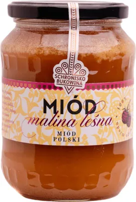 Zdjęcie produktu dla Miód malina leśna 710 ml/1kg - Schronisko Bukowina
