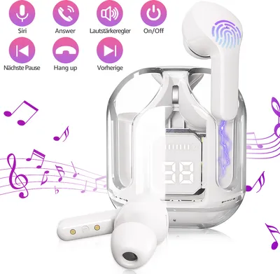 Produktbild von 【2023 Neue】7Magic Bluetooth Kopfhörer, In Ear Kopfhörer Kabellos Bluetooth 5.1 Kabellose Kopfhörer mit Dual Mikrofon, LED-Anzeige, Weiß