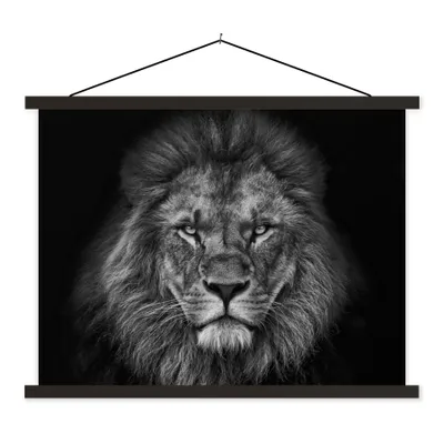 Produktbild von MuchoWow® Textilposter Löwe - Tiere - Schwarz - Weiß 150x113 cm mit schwarzem Rahmen - Wohnzimmer