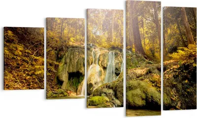 Produktbild von Bild auf Leinwand - Leinwandbild - Wald Wasserfall Natur Umwelt - 100x60cm - Wand Bild - Wanddeko - Leinwanddruck - Bilder - Kunstdruck - Wanddekoration - Leinwand bilder - Wandkunst - EG100x60-2959