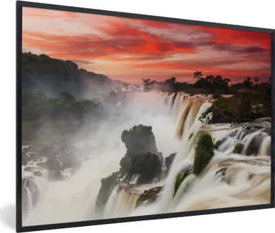Produktbild von MuchoWow® MuchoWow® Gerahmtes Poster Wasserfälle - Himmel - Rot 60x40 cm - Poster mit zchwarzem Bilderrahmen - Printing - Wanddeko Schlafzimmer