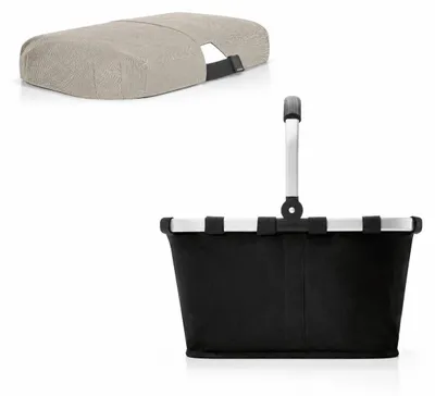Produktbild von reisenthel Einkaufskorb Korb carrybag schwarz carry bag BK7003 + Cover herringbone sand BP6049