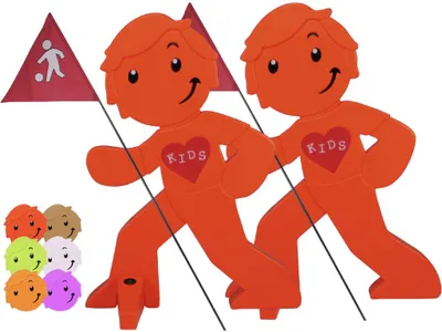 Produktbild von StreetBuddy - Warnfigur, Warnaufsteller, Warnschild für Kindersicherheit 2er Set (Rot)