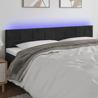 Produktbild von vidaXL LED Kopfteil Schwarz 160x5x78/88 cm Samt - LED Kopfteil - LED Kopfteile - Kopfteil - Bett-Kopfteil