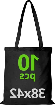 Produktbild von Famanu Baumwolltaschen 38 x 42 cm - Unbedruckte Taschen mit langen Trägern, 10 Stück, schwarz