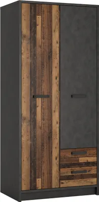 Produktbild von Kleiderschrank Jugendzimmer 2-türig NELSON-129 in grau mit Holz Nb., B/H/T ca. 87/196/60 cm