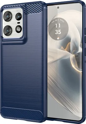 Produktbild von Hülle für Motorola Edge 50 Pro Carbon-Faser Weich TPU Silikon Stoßfest Handyhülle Blau