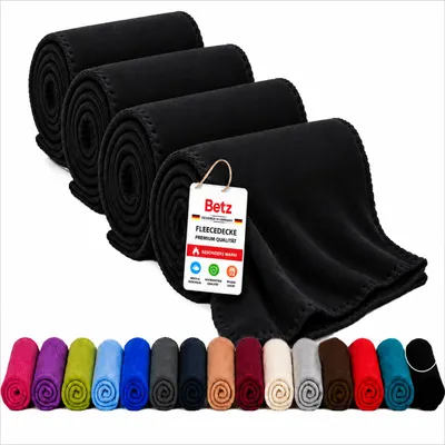 Produktbild von Betz 4 Stück Luxus Fleecedecken 130x170 cm Kuscheldecken  Farbe schwarz