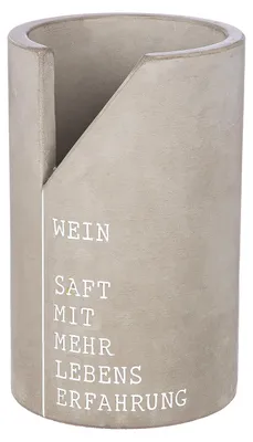 Imagen del producto de Enfriador de vino Gilde, cilíndrico, con la inscripción "Experiencia de vida", cemento, color gris, paquete de 2 unidades, altura 21.5 cm, diámetro 13.5 cm. Código: 33932 4063387339329