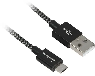 Produktbild von USB 2.0 Kabel, USB-A Stecker > Micro-USB Stecker (schwarz/grau, 3 Meter, gesleevt)